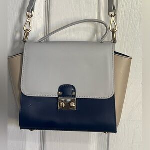 Chic Blue and Cream Women's Satchel